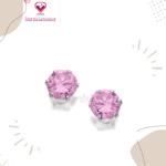 Sparkling high quality brilliant Pink Circle Shaped CZ Surgical Steel Rhodium Plated 4 Prong Basket Setting Surgical Steel Rhodium Plated CZ stud earrings won't tarnish or get discolored Black Circle Shaped Secured with Surgical Steel friction back Rhodium Plated Surgical Steel Stud Earrings for Women And Kids pink Circle Shaped Earrings .