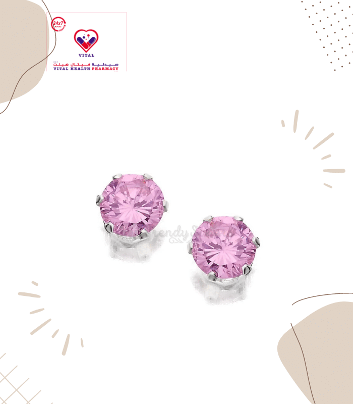 Sparkling high quality brilliant Pink Circle Shaped CZ Surgical Steel Rhodium Plated 4 Prong Basket Setting Surgical Steel Rhodium Plated CZ stud earrings won't tarnish or get discolored Black Circle Shaped Secured with Surgical Steel friction back Rhodium Plated Surgical Steel Stud Earrings for Women And Kids pink Circle Shaped Earrings .