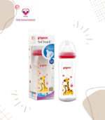 Pigeon peristaltic nipple plastic feeding bottle is a healthy start to a babys independent eating habits.The bottle allows natural movement of the babys tongue, ensuring maximum development of babys facial and jaw muscles.The nipple of the bottle is stretchable and allows easy sucking and wide movement of the babys tongue.