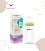 Pigeon Soft Touch Green 240ml Anti-Colic Decorated Glass Nursing Bottle (3+ Months) - BPA free