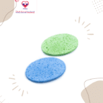 Compressed makeup sponge puff that becomes larger in contact with water.