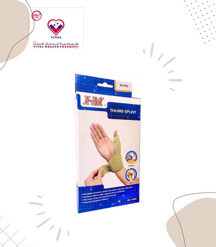 The support has been manufactured using Medical neoprene. The support can also aid using heat retention with an aluminium stay for extra support and deter thumb movement.